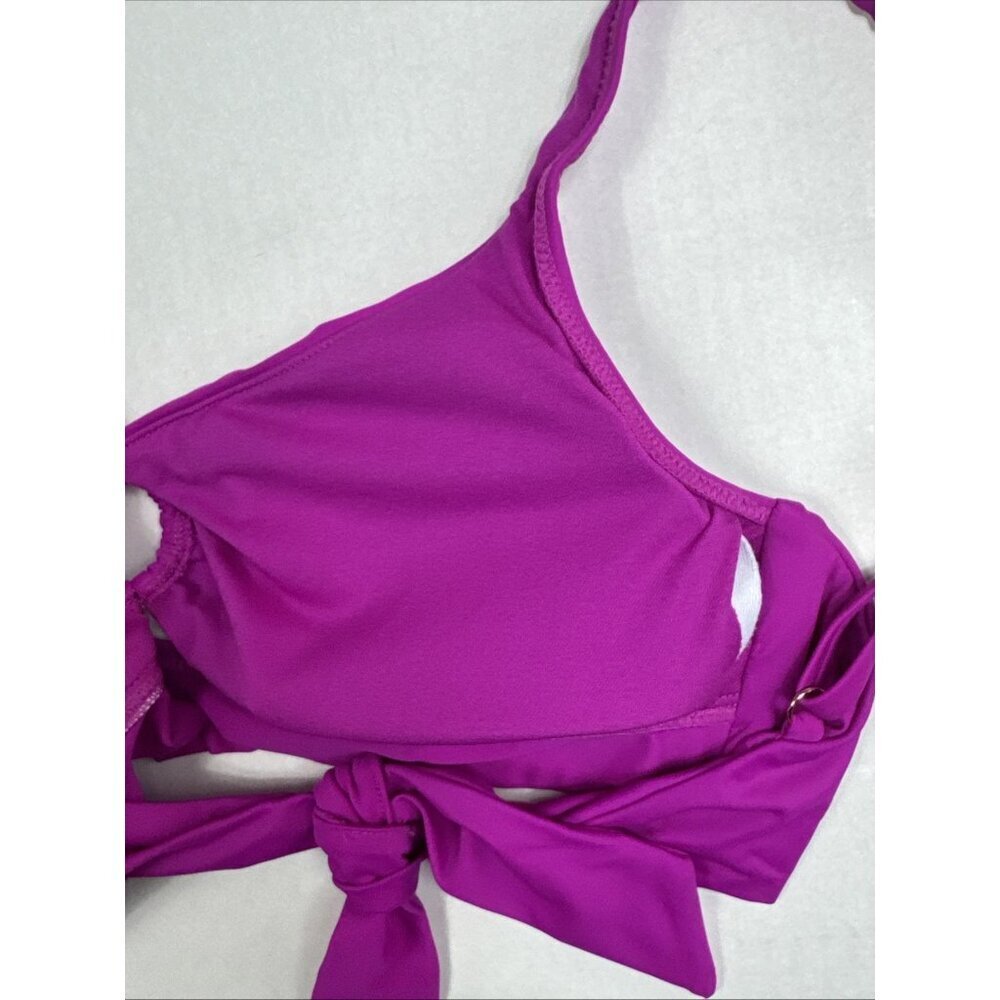 Bar III Banded Ring Bikini Swim Top Women's L Violet NWT 9379 - Picture 6 of 12